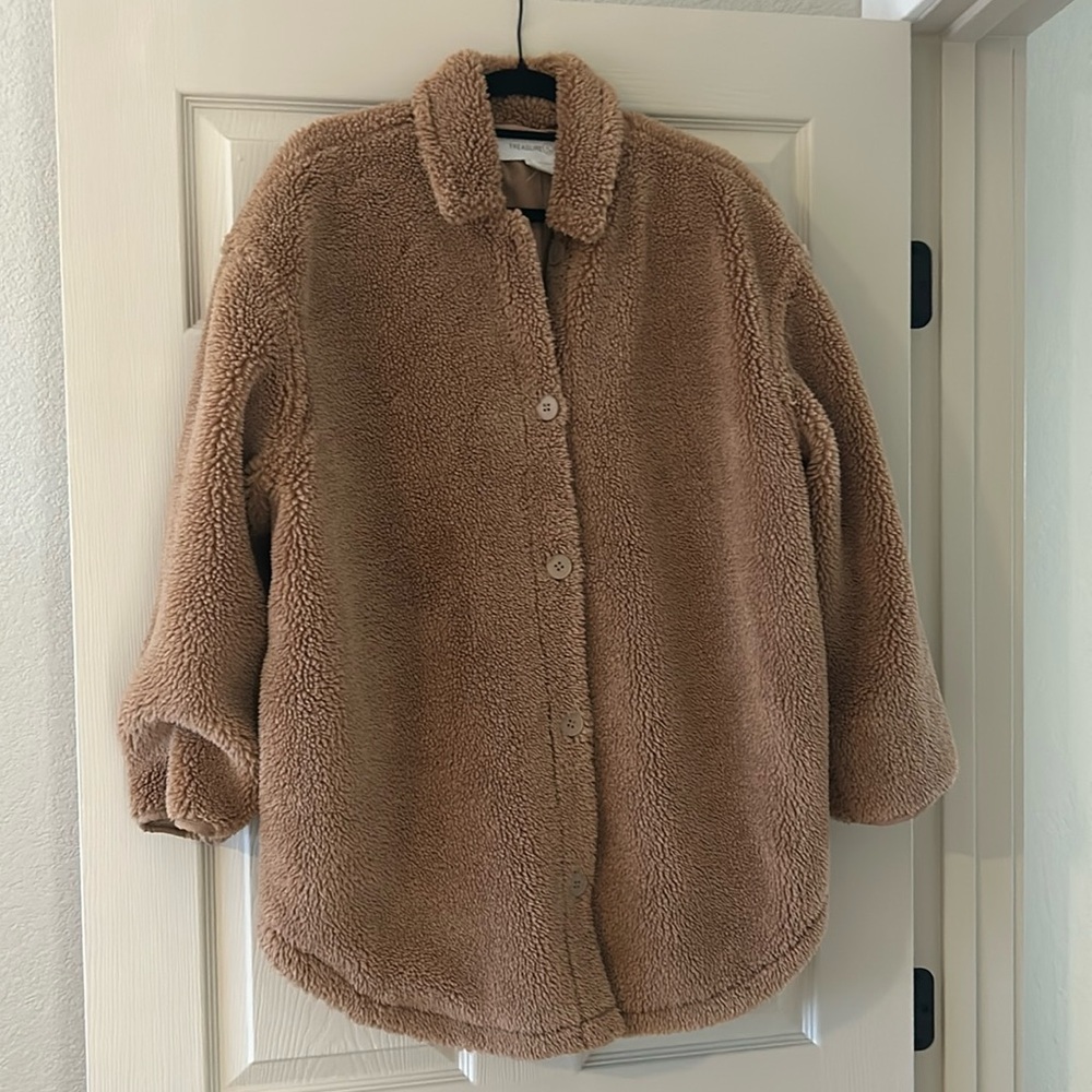 Treasure & Bond Wubby Teddy Bear Brown Shacket